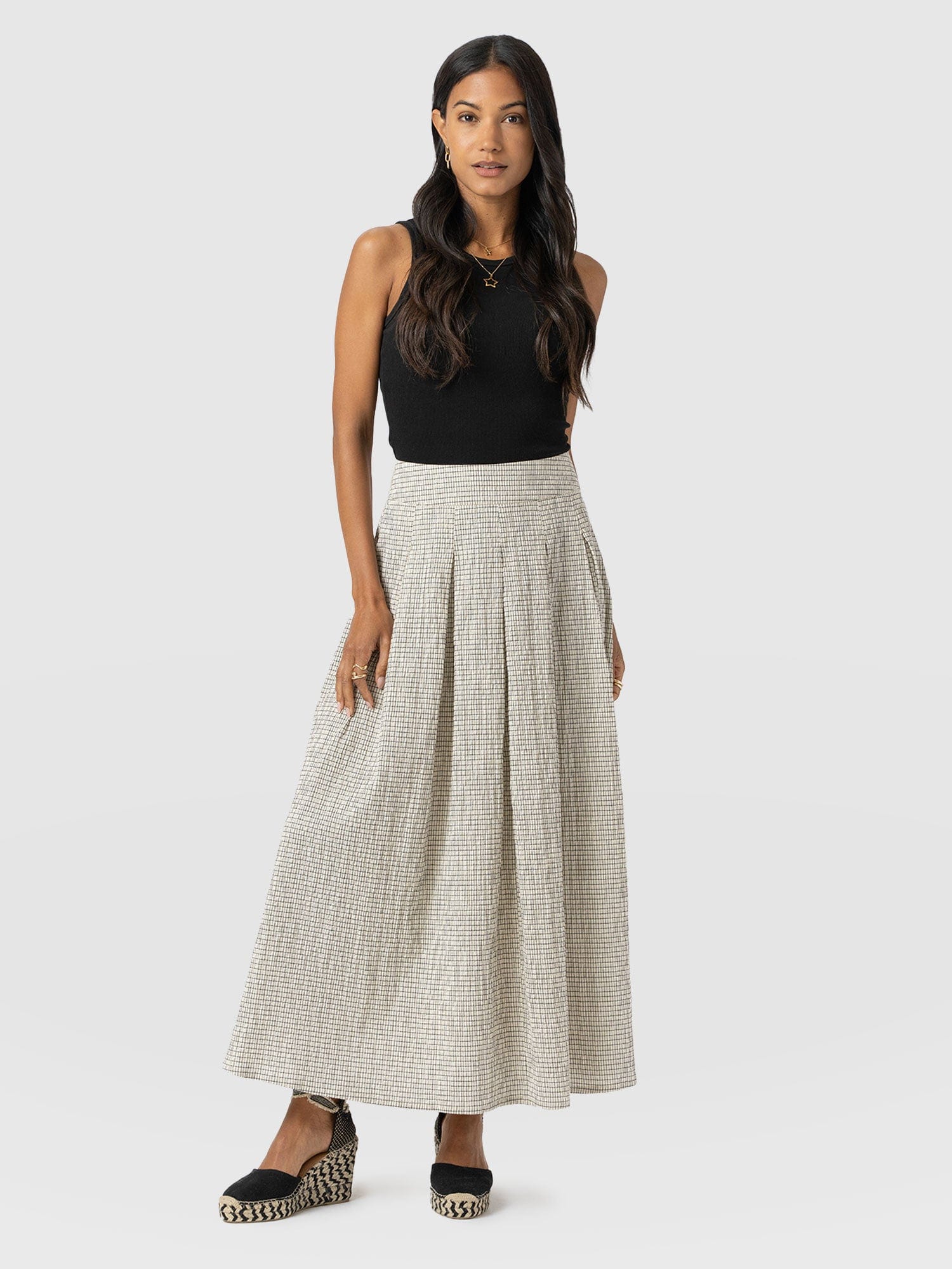 Eliza Pleated Skirt - Gingham - Women's Skirts | Saint + Sofia® EU